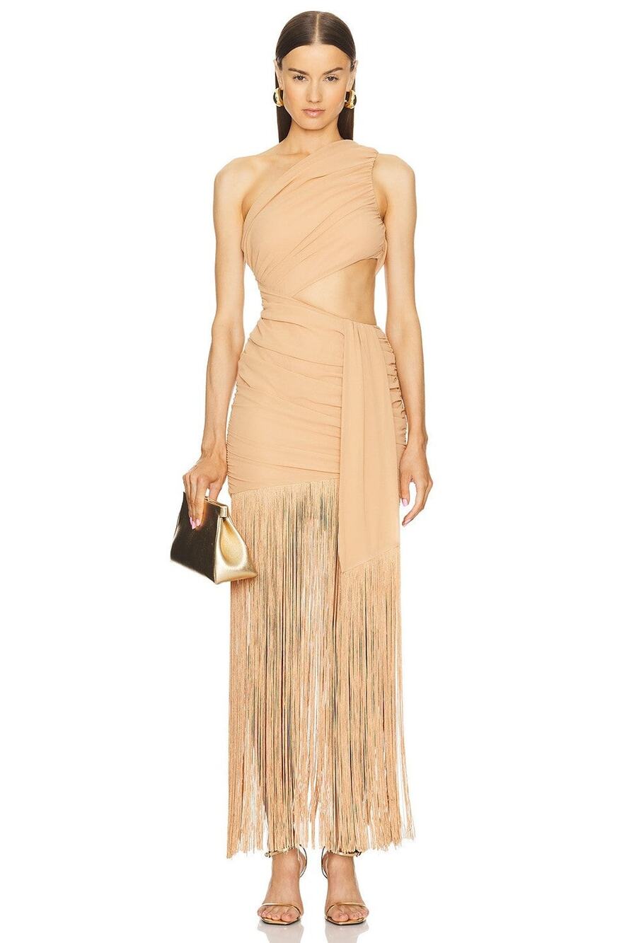 Michael Costello Tania Gown Sand Neutral - S